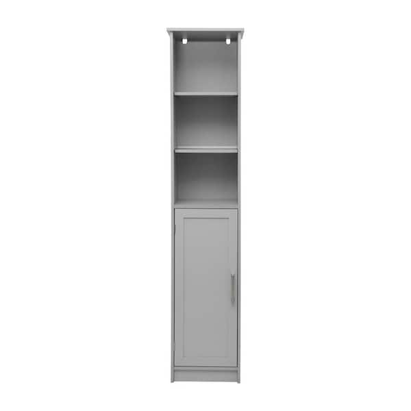 Vega 15 in. W x 9 in. D x 70 in. H Engineered Wood Linen Freestanding Tower Linen Cabinet in Gray