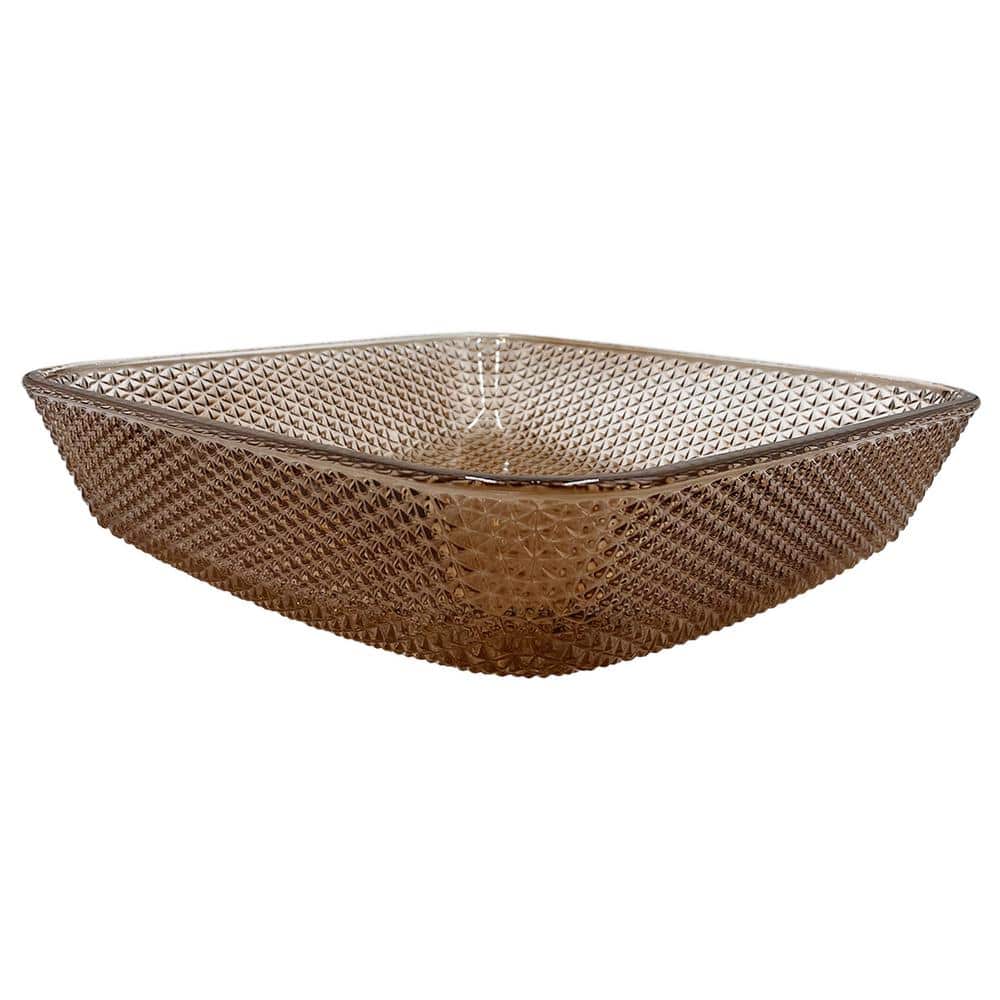 16" Brown Textured Glass Square Vessel Sink