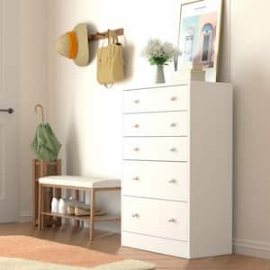 Oversized 5-Drawer White Chest of Drawers Dressers with 2 Large Drawers 48.3 in. H x 31.5 in. W x 15.7 in. D