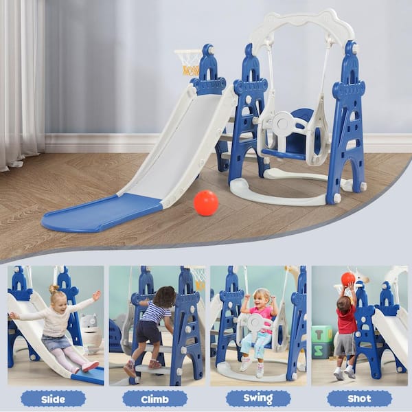TOBBI TH17H0756 Kids Play Slide and Swing Set Indoor Outdoor Play Ground - 2