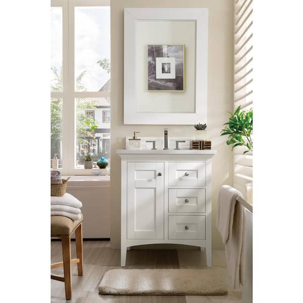 Palisades 30 in. W x 23.5 in.D x 35.3 in. H Single Vanity in Bright White with Solid Surface Top in Arctic Fall