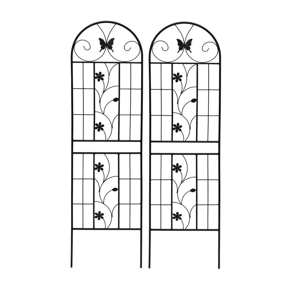 Metal Garden Trellis 71 in. x 19.7 in. Rustproof Trellis for Climbing Plants, Black (2-Pack) price history on PriceWatchPro