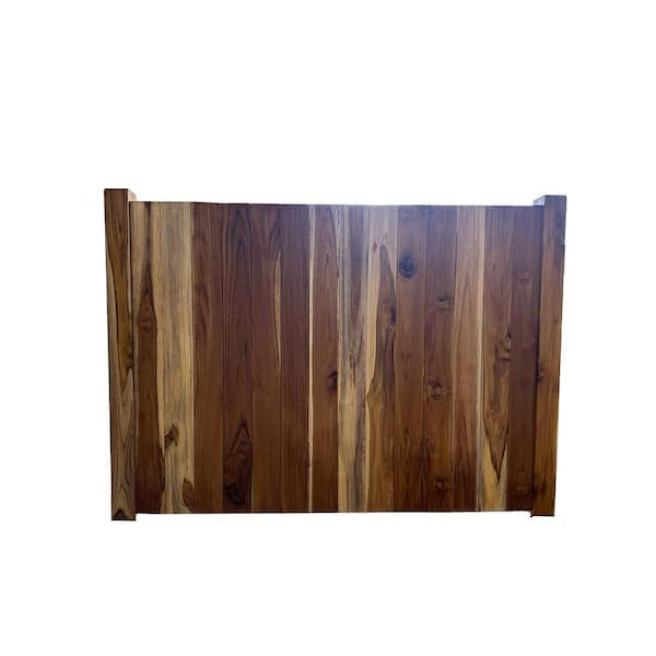 Sunrise Teak 7 ft. x 7 Ft Fence Kit (1) 4 in. x 4 in. Post, 4 in. Flat Pickets (Solid Style) Wood Fence Panel Flat Panel