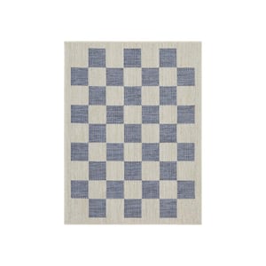 Daisy Blue and Ivory 2 ft. x 3 ft. Indoor/Outdoor Area Rug