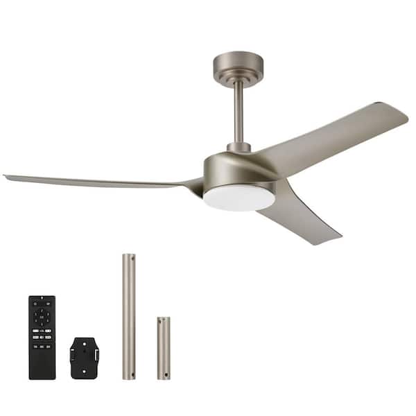 Merra 52 in. LED Indoor Nickel Modern Smart Ceiling Fan with Dimmable Light Kit and Remote