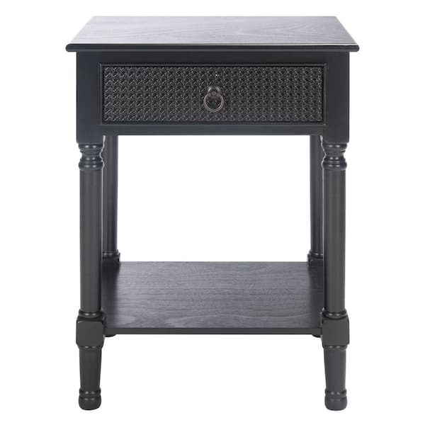 SAFAVIEH Haines 19 in. Black Rectangle Wood Storage End Table