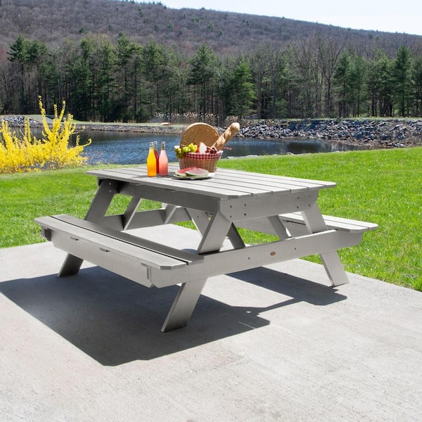 Highwood Hometown Plastic Outdoor Picnic Table Harbor Gray