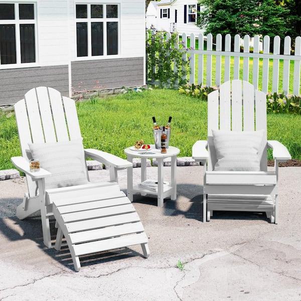 White Plastic Outdoor Folding Adirondack Ottoman