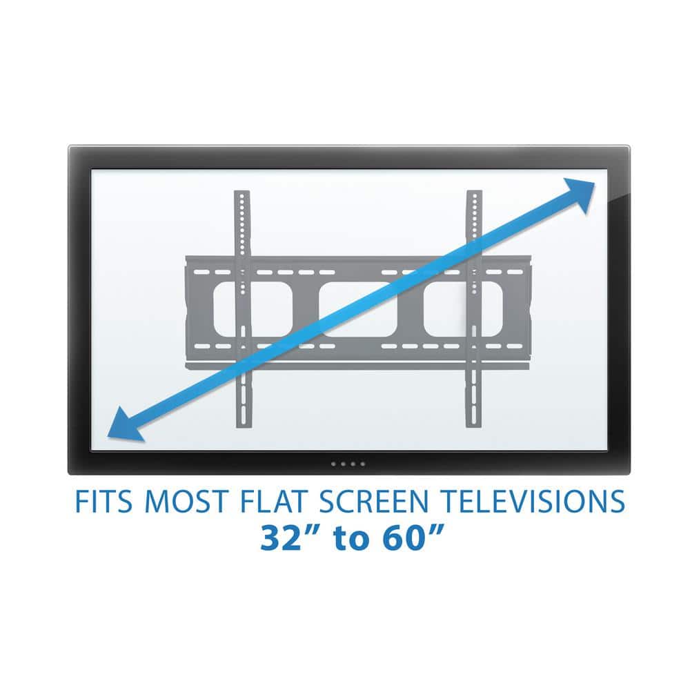 Black Steel Low-Profile TV Wall Mount for 32-60 inch Screens