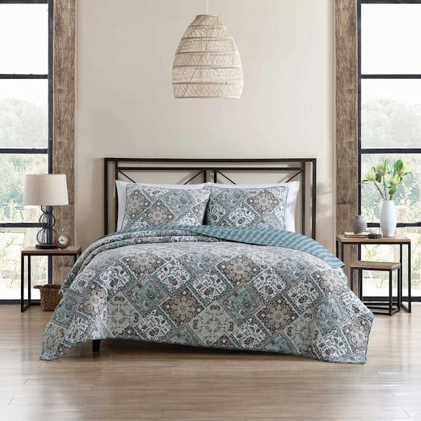 Stone Cottage Arell 3-Piece Soft Teal Cotton Full/Queen Quilt Set