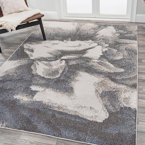Petalo Abstract 2-Tone Modern Gray/Cream 8 ft. x 10 ft. Area Rug