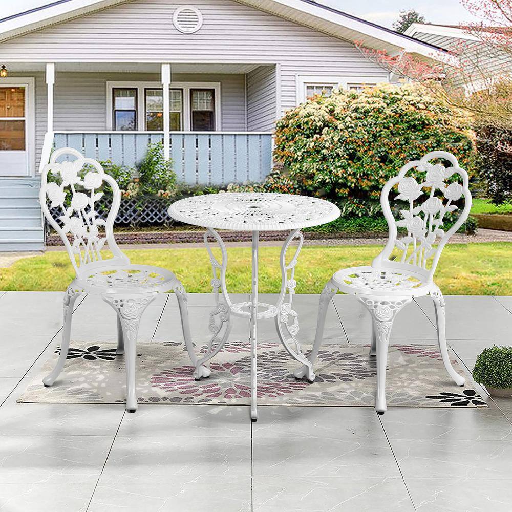 rose bistro set white