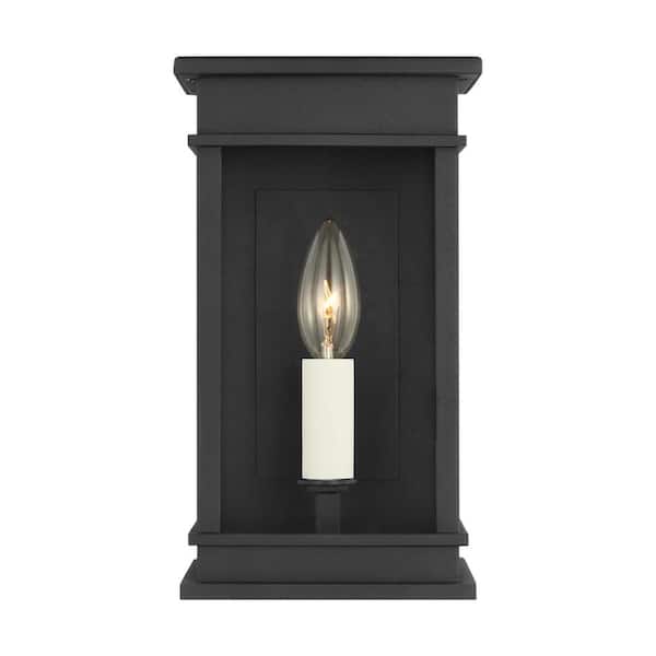 Generation Lighting Cupertino 10.25 in. H Textured Black Outdoor Hardwired Dimmable Mini Wall Lantern Sconce with No Bulbs Included