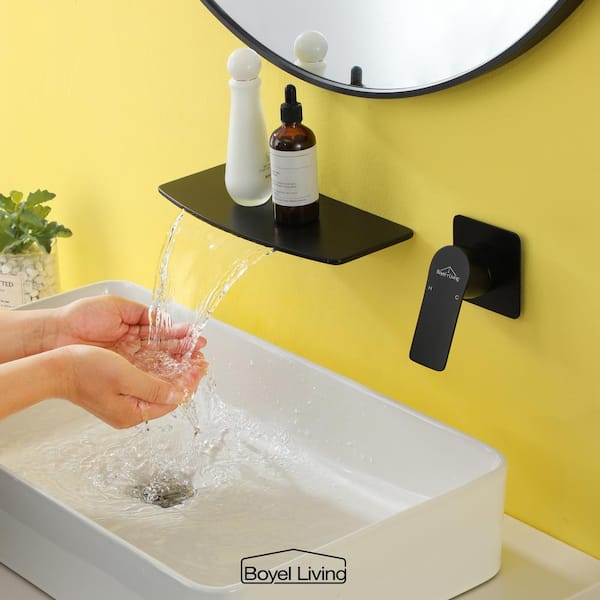 Single Handle Wall Mounted Faucet with Valve in Matte Black