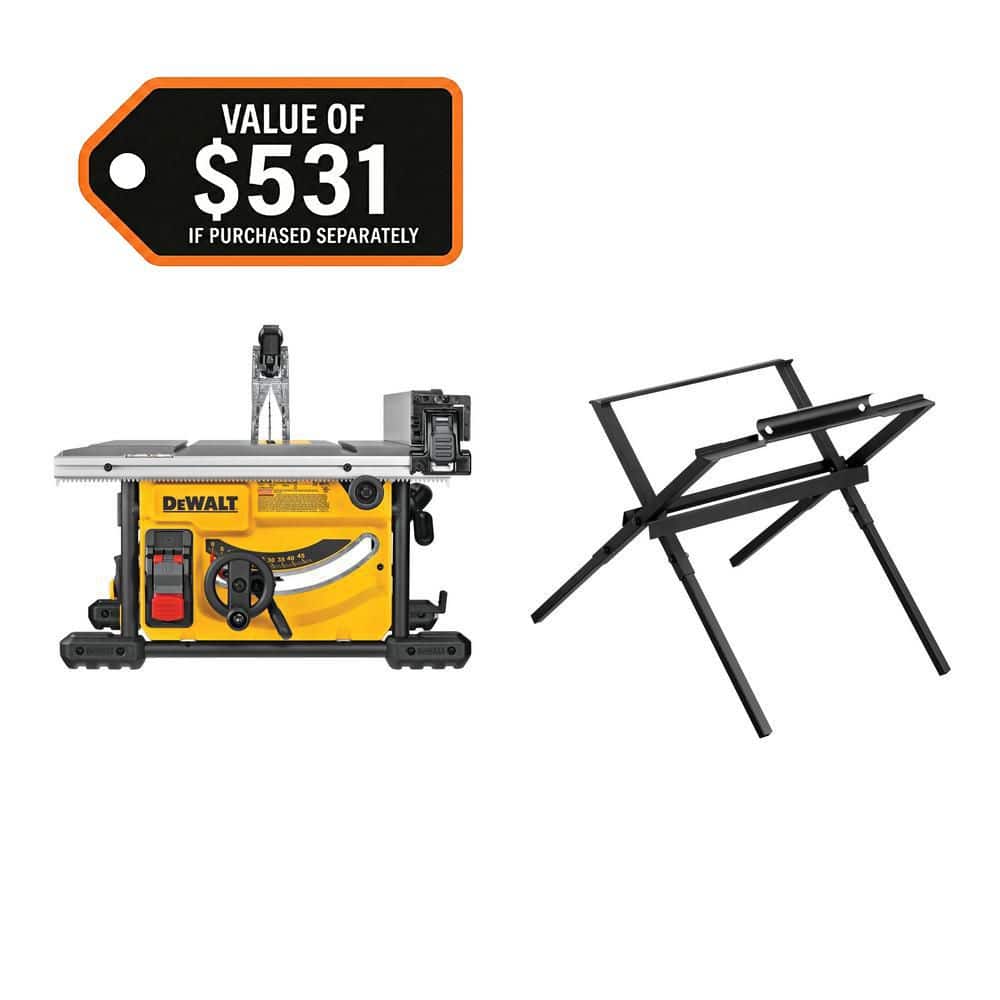 DEWALT 15 Amp Corded 8-1/4 in. Compact Jobsite Tablesaw with Compact Table Saw Stand (DWE7485WS)