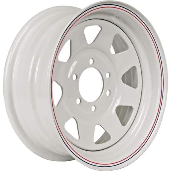 2860 lb. Load Capacity White with Stripe 6 Spoke Steel Wheel Rim