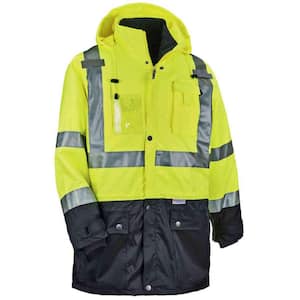 Ergodyne Men's X-Large Lime High Visibility Reflective Bomber Jacket with  Zip-Out Black Fleece 8381 - The Home Depot