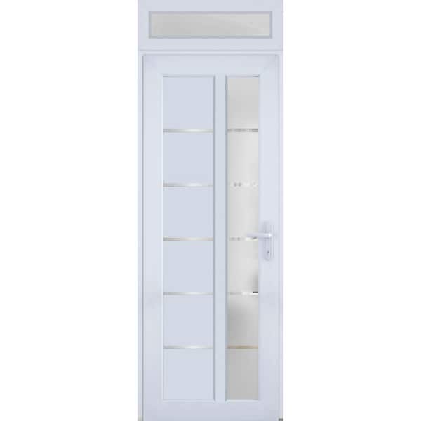 VDOMDOORS 8088 30 in. W. x 94 in. Left-hand/Inswing Frosted Glass White Silk Metal-Plastic Steel Prehung Front Door with Hardware
