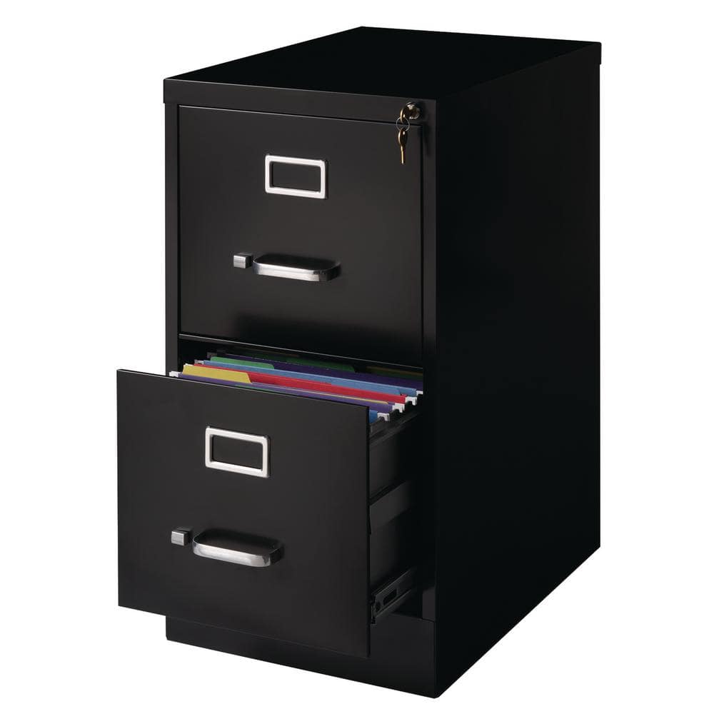 Black 2-Drawer Lockable Vertical File Cabinet