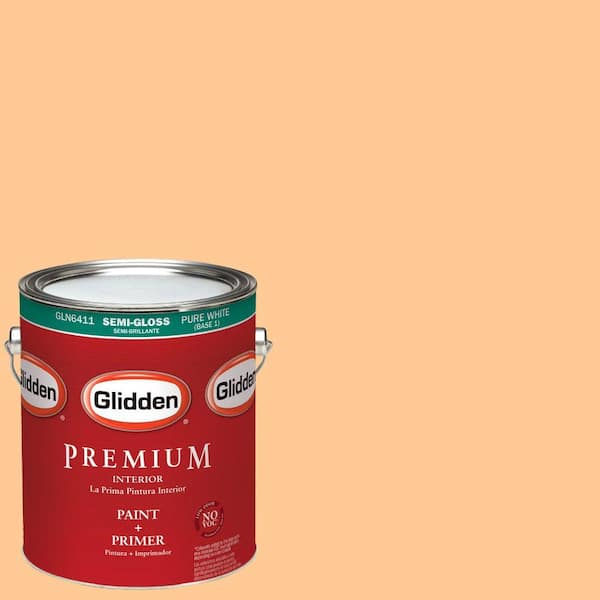 Glidden Premium 1 gal. #HDGO42 Apricot Nectar Semi-Gloss Interior Paint with Primer