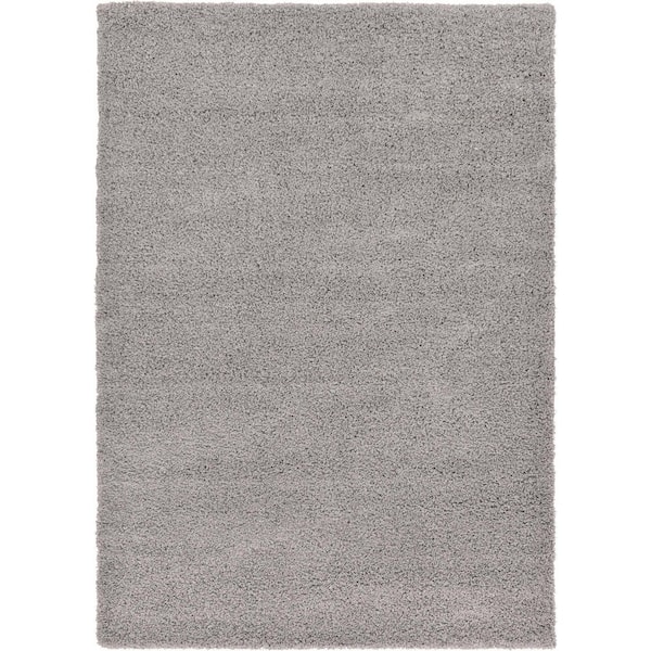 Unique Loom Solid Shag Cloud Gray 7 ft. x 10 ft. Area Rug