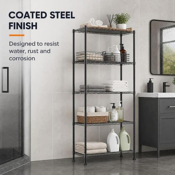 Wudkey 14.1 in. D x 30 in. W x 79 in. H 5-Shelf Adjustable Metal