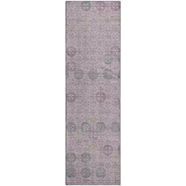 Mayfield Premium Machine Washable Abstract AMF1855 Plum 2 ft. 3 in. x 7 ft. 6 in. Runner Rug