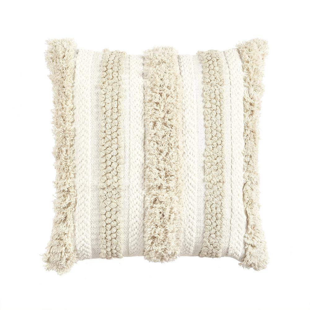 Ivory Cotton Euro Tufted Decorative Pillow Cover