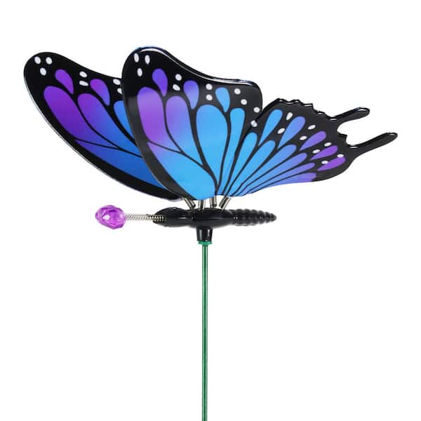 Exhart 1.31 ft. WindyWing Butterfly Ombre Blue Plastic Plant Stake
