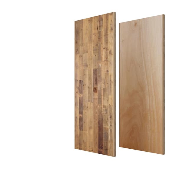 Urban Woodcraft 32 in. x 80 in. Natural Finish Vertical Reclaimed Wood Double Sided Barn Door Slab