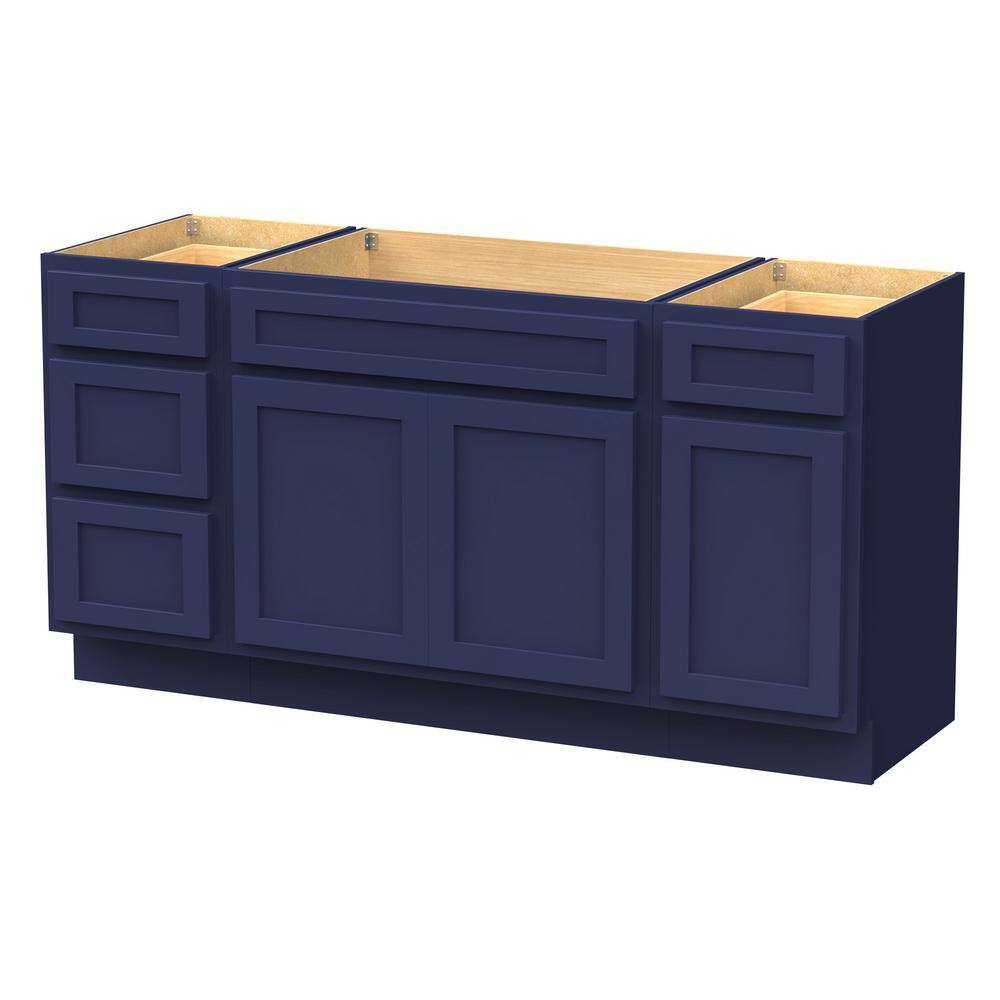 60-Inch Blue Plywood Freestanding Bath Vanity Cabinet