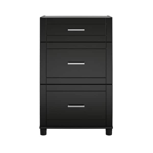 SystemBuild Evolution Kai 23.69 in. W x 39.25 in. H x 15.38 in. D 3 Drawer Base Freestanding Cabinet in Black