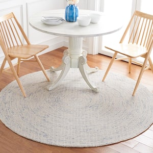 Abstract Blue/Ivory 6 ft. x 6 ft. Contemporary Marle Round Area Rug