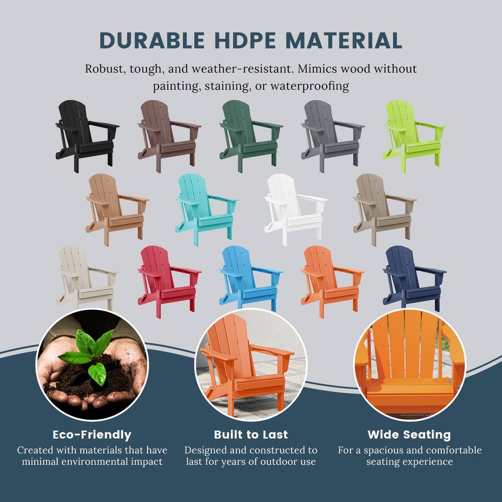 Orange HDPE Folding Adirondack Chairs Set of 2