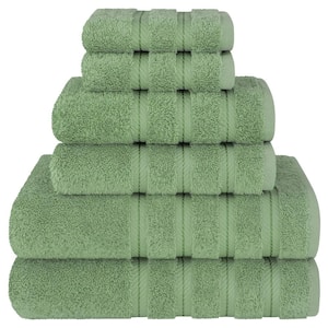 6 Piece Turkish Cotton Bath Towel Set, Sage Green