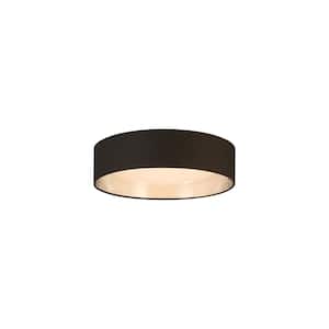 Orme 16 in. W x 4.53 in. H 1-Light Black/Brushed Nickel LED Flush Mount with White Plastic Diffuser