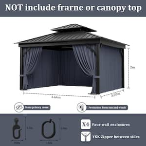 10 ft. x 12 ft. Universal Outdoor Privacy Curtains, Gazebo Curtain Replacement with Zipper Navy (4-Side Curtain Only)