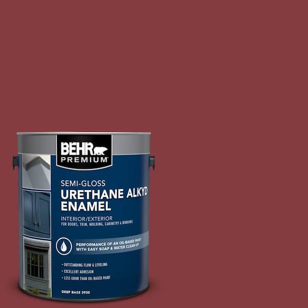BEHR PREMIUM 1 gal. #M140-7 Dark Crimson Urethane Alkyd Semi-Gloss Enamel Interior/Exterior Paint