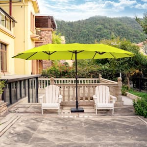 Bali Outdoor Double Sided 15 ft. x 9 ft. Rectangular Twin Market Patio Umbrella with Crank in Lime Green