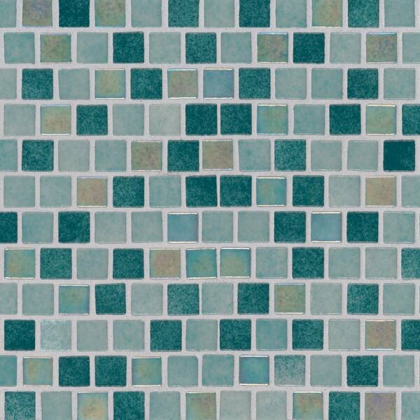 MSI Take Home Sample - Carribean Carribean Jade 6 in. x 6 in. Glossy Glass Patterned Look Wall Tile