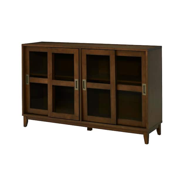 Home Decorators Collection Canonbury Sable Brown Wood Buffet Table with Glass Doors (55.30 in. W. x 34 in. H)