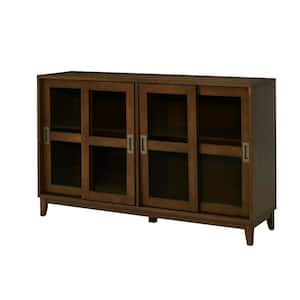 Canonbury Sable Brown Wood Buffet Table with Glass Doors (55.30 in. W. x 34 in. H)