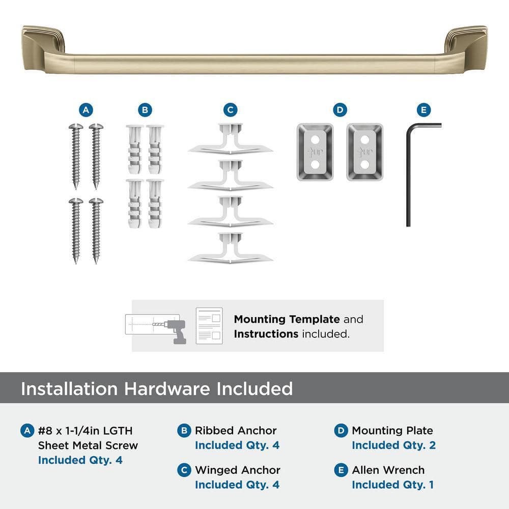 Golden Champagne 18-Inch Wall Mounted Towel Bar