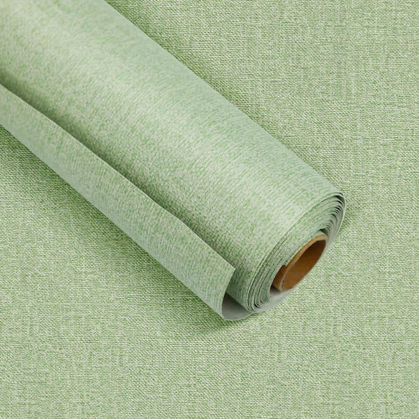 Jeedeson Green Vinyl Peel and Stick Wallpaper Roll - Adhesive Removable Paper for Wall, 2-Rolls (Covers 25.8 sq.ft.)