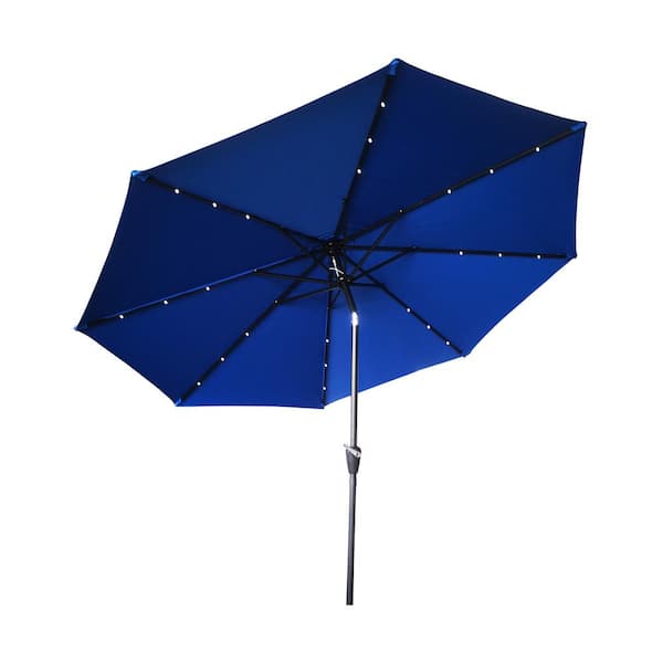 cenadinz 10 ft. Market Patio Umbrella with LED Lights in Blue