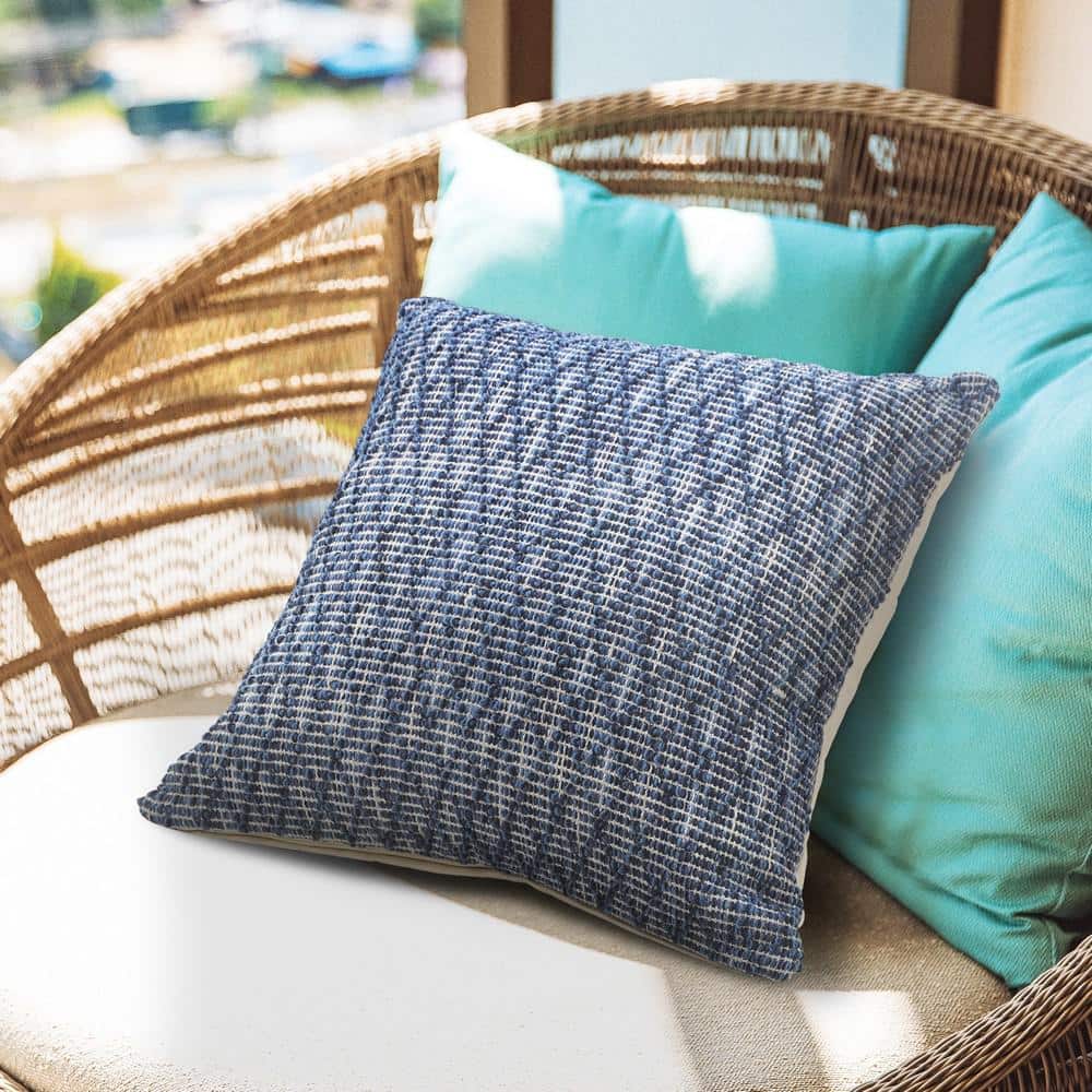 Modern Traditional 20" Square Blue Diamond Geometric Throw Pillow