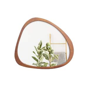 45 in. W x 39 in. H Irregular Framed Wall Bathroom Vanity Mirror in Natural Wood