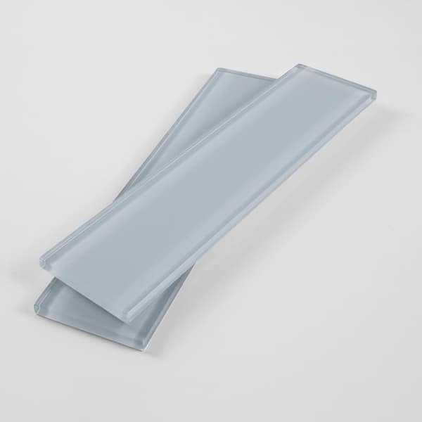 2 in. x 8 in. Caribbean Blue Gloss Glass Subway Tile Sample