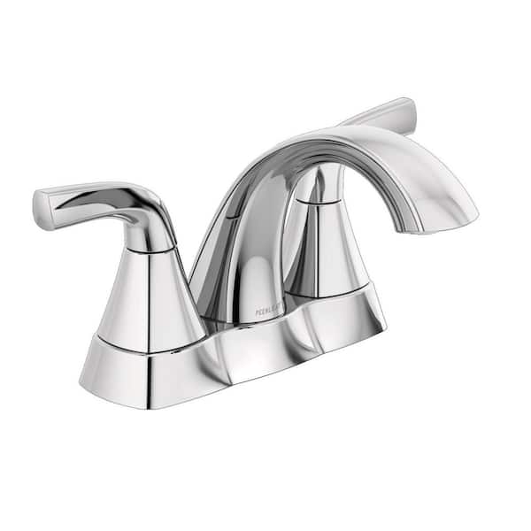 Peerless Parkwood 4 in. Centerset 2-Handle Bathroom Faucet with Pop-Up Assembly in Chrome