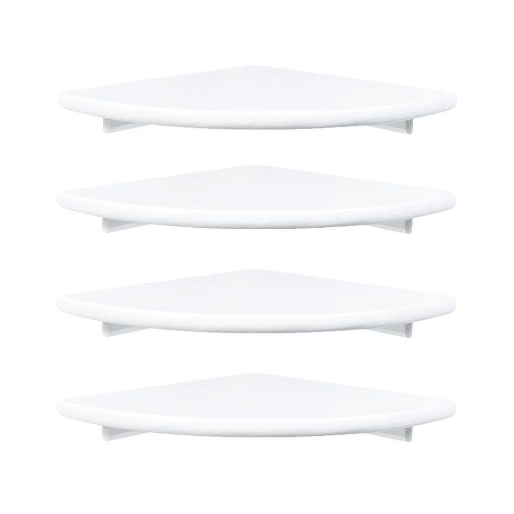 10 in. W x 10 in. D x 1.77 in. H White Wood Corner Floating Shelves Set of 4, Wall Mounted for Bedroom, Bathroom price history on PriceWatchPro